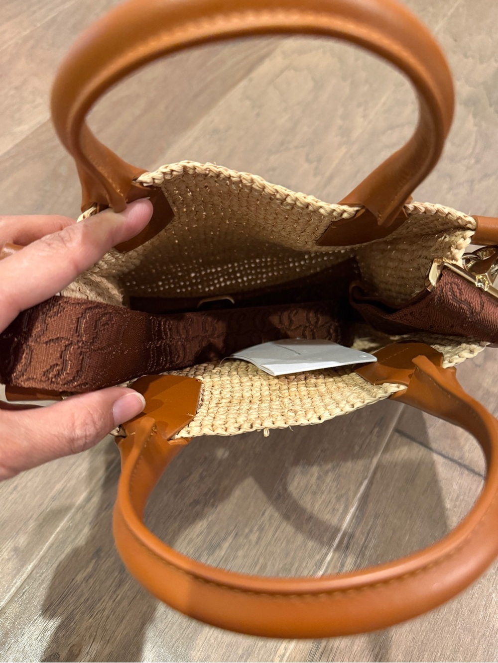 Christian Louboutin Mini By My Side Raffia & Leather Tote with Detachable Strap - Picture 4 of 16